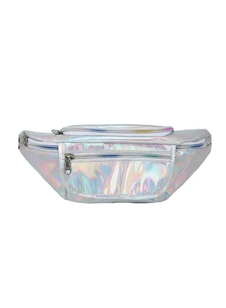 Fashion Zipper Closure Lightweight Waist Bag Silver 