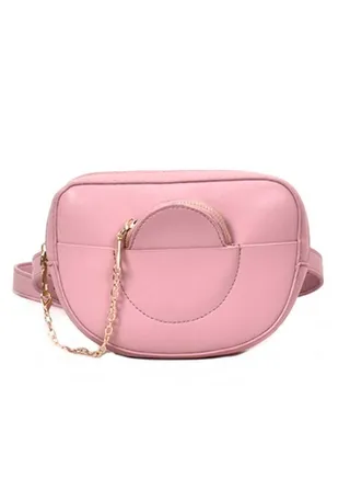 Solid Colour Zipper Casual Stylish Waist Bag Pink 