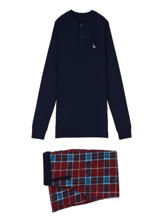 Jack Wills Henley Long Sleeved T Shirt and Check Trouser Set 