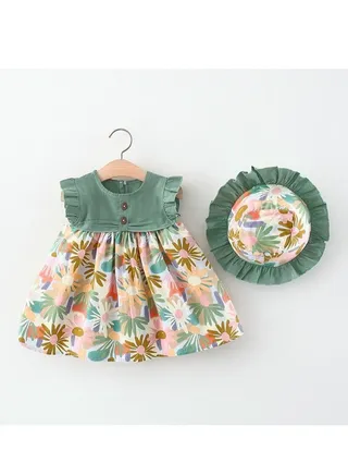 New Children's Fashionable Sling Dress Cute Dress Children's Fashion Sling Dress Gift Hat 