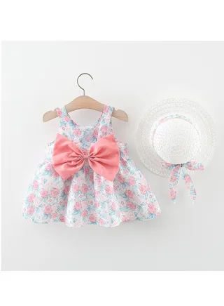 New Cotton Strap Printed Dress Sleeveless Skirt 