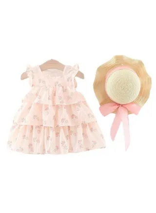 New Cotton Strap Printed Dress Sleeveless Skirt 