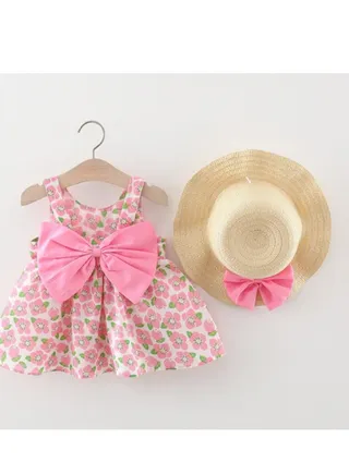 New Cotton Strap Printed Dress Sleeveless Skirt 