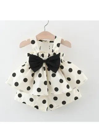 New Suspended Tank Top Set for Girls Summer Dot Shorts 2-Piece Set 
