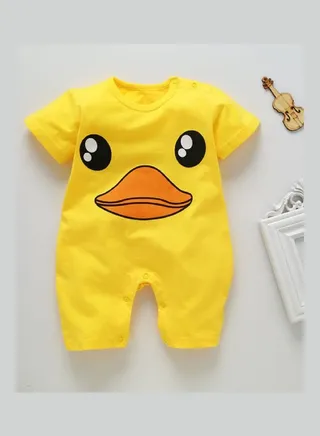 Baby Boy and Girl Cartoon Printing Short Sleeve Romper Bodysuit Multicolor 