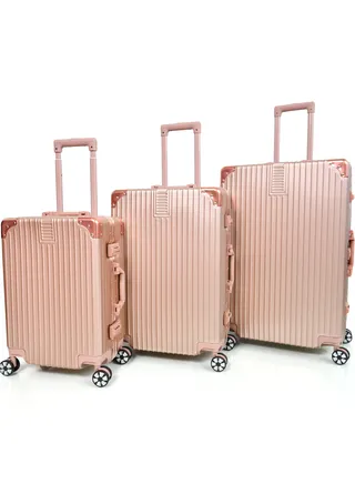 3-Piece Unisex Travel Luggage for Trolley Set Rose Gold 