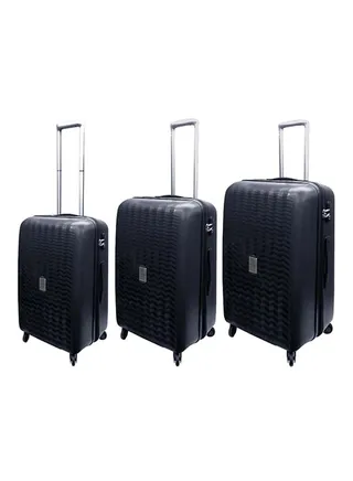 Unbreakable Hardside 3 Piece Luggage Trolley Set Black 