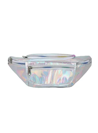 Fashion Zipper Closure Lightweight Waist Bag Silver 