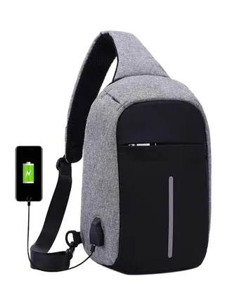 Anti Theft Shoulder Bag Grey 