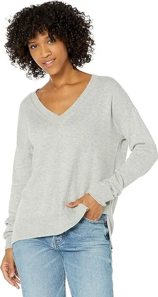 Lucky Brand Cloud Soft V-Neck Sweater (Light Heather Grey (B03)) Women's Clothing