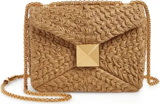 Small One Stud Woven Shoulder Bag
