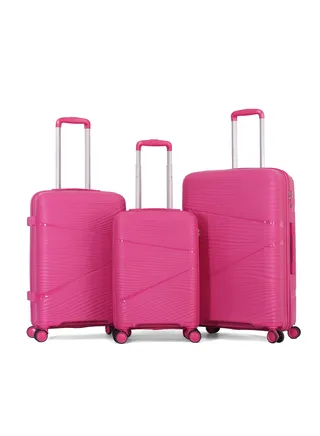 Sonada Trolley Bags 3 PCS Set Hardside Suitcase,Pink 