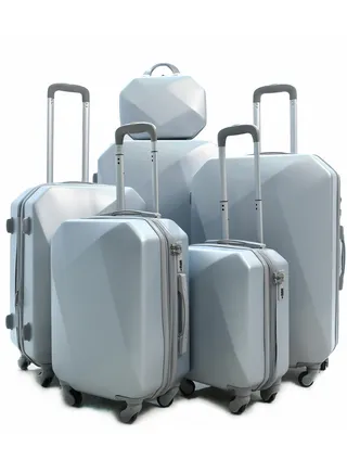 Morano Hardside 6-Piece ABS Spinner Luggage Trolley Set, Grey Set. 