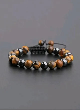 Natural Tiger Eye Stone & Hematite Bracelet For Men High Quality 