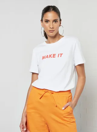 Slogan Print T-Shirt White 