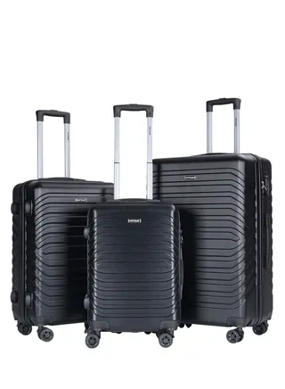 3-Piece ABS Hardside Trolley Luggage Set Spinner Wheels with Number Lock 20/24/28 Inches Black 