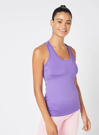 Stylish ComfortableRacer back sports vest round neck Purple 
