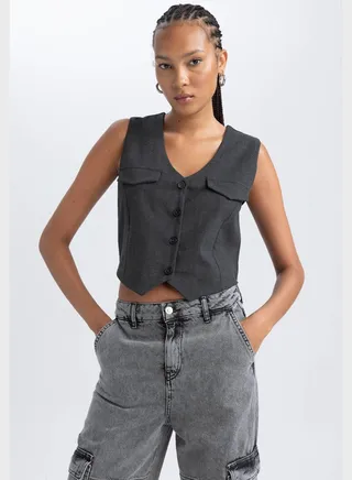 Button Detail Vest