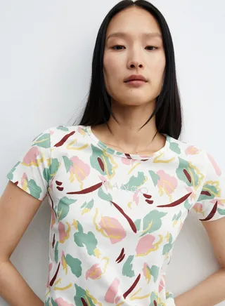 Crew Neck Floral Printed T-Shirt 