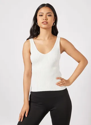 Rib V Neck Top 