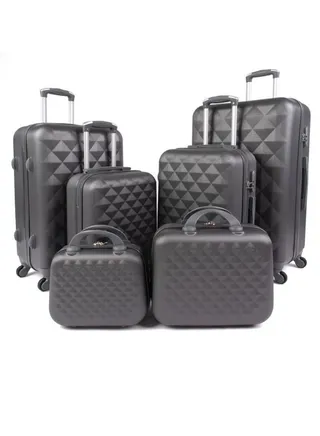 Hardside 6 Piece Luggage Trolley Set Grey 