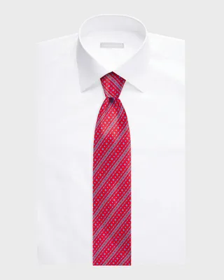 Men's Geometric Stripe-Print Silk Tie