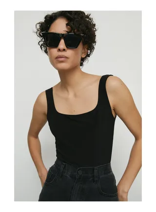 Premium Slinky Double Layer Square Neck Vest 