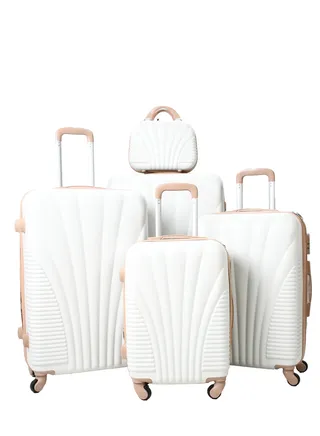 MORANO Luggage Set 5 Pieces With Spinner Wheels Size 32/28/24/20/12 Inch (Beige) 