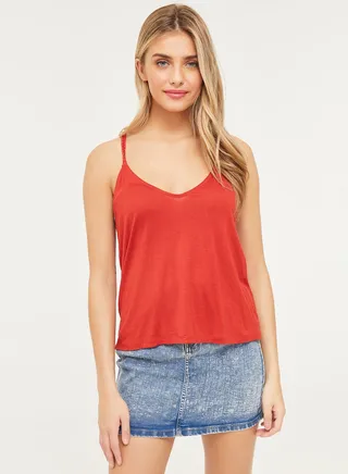 Macrame Back Jersey Tank Orange 