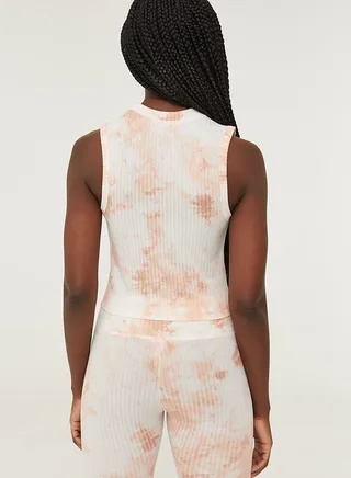 Ribbed Knitted Tank Top Pink/White 