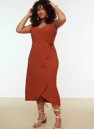 Tie Detail Ruffle Detail Dress