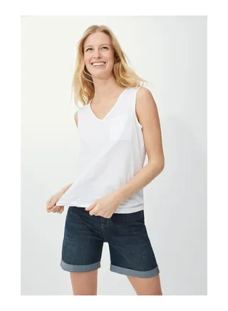 Pocket V Neck Slub Vest 