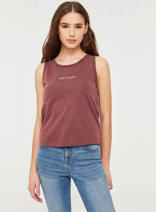 Short Jersey Garment Dye Acid Wash Muscle Tank Red 