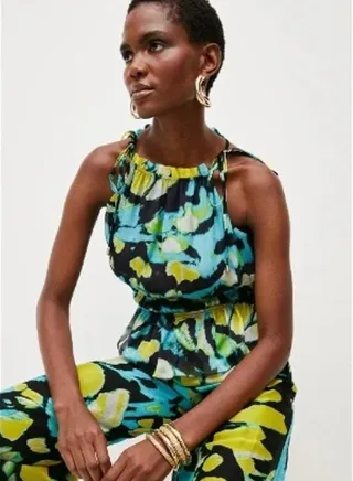 Abstract Butterfly Silk Viscose Top 