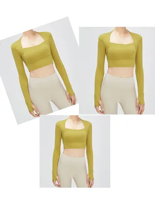 Cloud sense shawl cup fake two yoga clothes long sleeve outdoor sports shirt running shock absorbance fitness wear（Three pieces） 
