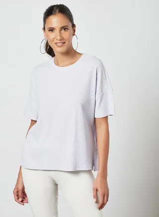 Ribbed Oversized T-Shirt Purple 