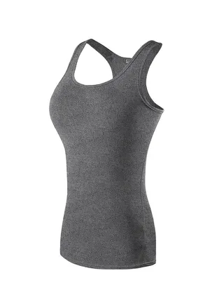 Women Quick Dry Breathable Elastic Sport Vest Grey 
