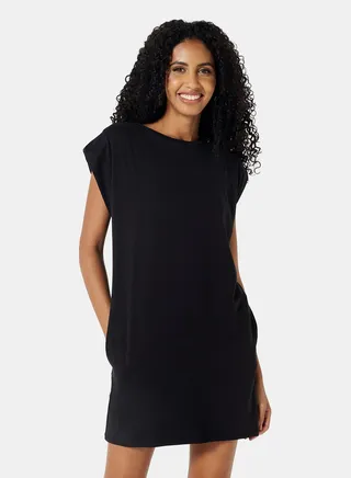 Padded Shoulder T-Shirt Black 