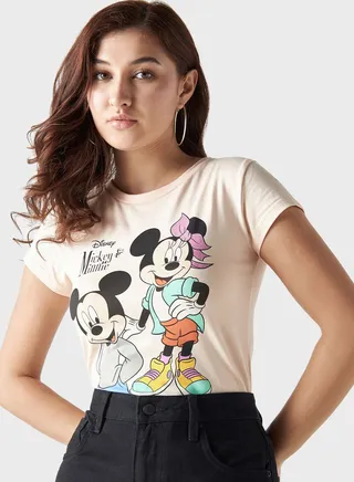 Mickey Mouse Print T-Shirt 