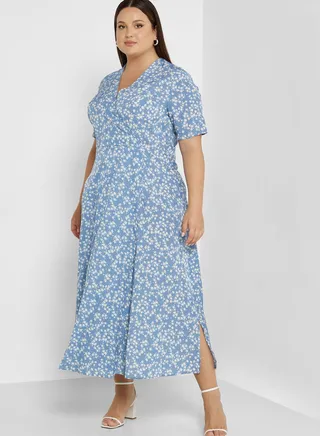 Slit Hem Detail Fit & Flare Dress