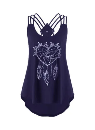 Summer Casual Tank Top Navy Blue 