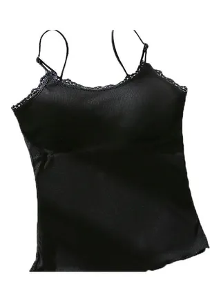 Padded Underwear Sleeveless Vest Top Black 