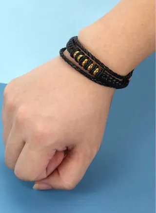 Men’s Elegant Bracelet Made Of High Quality PU Leather And Stainless Steel 