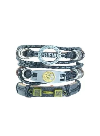 Pack Of 3 Leather Bracelet 