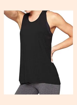 Sleeveless Raceback Back Crossing Loose Vest Sports T-shirt Black 