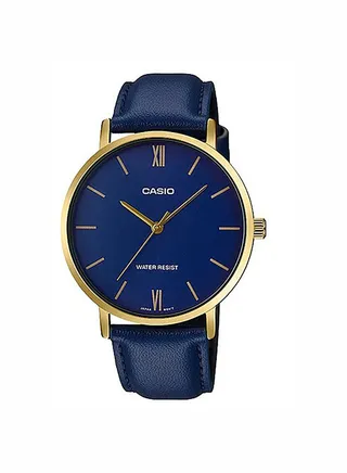 Women's Leather Analog Quartz Wrist Watch LTP-VT01GL-2BUDF  Navy 