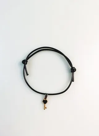 2-Piece Key And Lock Charm Bracelet black 
