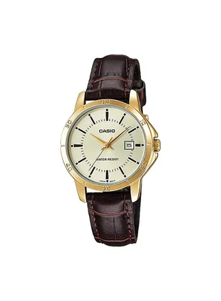 Leather Analog Watch LTP-V004GL-9AUDF 