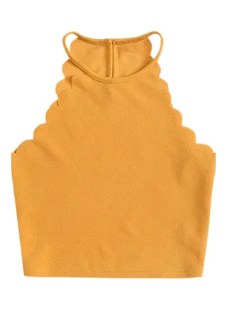 Halter Neck Sleeveless Navel Tops Tight Vest Yellow 