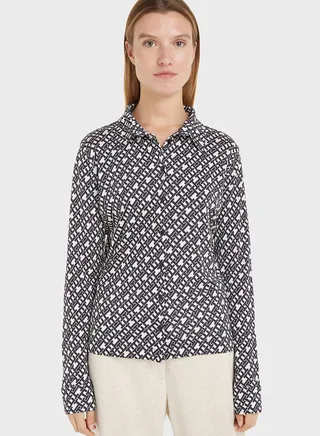 Printed Button Down Sweater